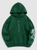 Sweat à Capuche Thermique à Imprimé Oriental Dragon Japonais Graphique à Doublure en Laine M Vert profond