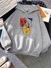 Sweat à Capuche Thermique à Imprimé Visage à Goutte Epaule S Gris