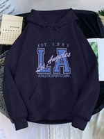 Sweat à Capuche Thermique Côtelé Imprimé à Goutte Epaule M Bleu profond
