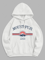 Sweat à Capuche Thermique Montagne Lettre Graphique à Doublure Laine Xl Blanc