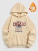 Sweat à Capuche Thermique Motif de Basket et Lettre M Café lumière
