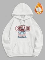 Sweat à Capuche Thermique Motif de Basket et Lettre Xl Blanc