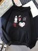 Sweat à Capuche Thermique Motif de Cœur à Goutte Epaule S Noir