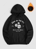 Sweat à Capuche Thermique Tunique à Imprimé Slogan à Doublure M Noir