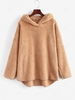 Sweat à Capuche Tunique à Goutte Epaule en Fausse Fourrure S Café