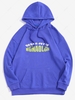 Sweat à Capuche Vintage à Imprimé Lettre à Goutte Epaule S Bleu