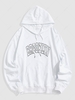 Sweat à Capuche Vintage à Imprimé Lettre avec Poche Kangourou Xxl Blanc