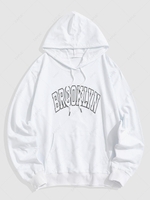 Sweat à Capuche Vintage à Imprimé Lettre avec Poche Kangourou Xxl Blanc