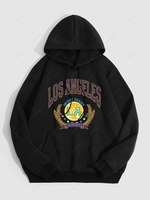 Sweat à Capuche Vintage avec Doublure en Molleton Graphique Statue de la Liberté Slogan LOS ANGELES WEST COAST CALIFORNIA Xl Noir