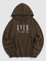 Sweat à Capuche Vintage avec Lettre OVER THINKING S Café profond