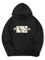 Sweat à Capuche Vintage Graphique avec Poche en Avant Xs Noir