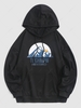 Sweat à Capuche Vintage Lettre Graphique Soleil Montagne Xl Noir