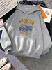 Sweat à Capuche Vintage Thermique à Imprimé Voiture L Gris