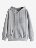 Sweat à Capuche Zippé avec Strass avec Poches M Gris