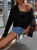 Sweat à Capuche Zippé Goutte Epaule M Noir
