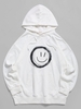 Sweat à Capuche Décontracté Graphique Visage Souriant avec Poche Jointive 4xl Blanc