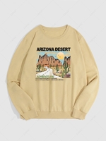 Sweat-shirt à Cactus et Lettre ARIZONA DESERT ADVENTURE M Café lumière