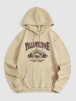 Sweat-Shirt à Capuche avec Doublure en Molleton Thermale Style Vintage à Slogan YELLOWSTONE NATIONAL PARK Xxl Café lumière