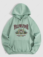 Sweat-Shirt à Capuche avec Doublure en Molleton Thermale Style Vintage à Slogan YELLOWSTONE NATIONAL PARK Xxl Vert clair
