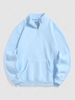 Sweat-Shirt à Capuche à Doublure en Molleton Couleur Unie avec Fermeture Éclair M Bleu clair
