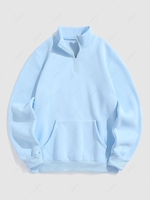 Sweat-Shirt à Capuche à Doublure en Molleton Couleur Unie avec Fermeture Éclair M Bleu clair
