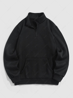 Sweat-Shirt à Capuche à Doublure en Molleton Couleur Unie avec Fermeture Éclair M Noir