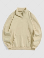 Sweat-Shirt à Capuche à Doublure en Molleton Couleur Unie avec Fermeture Éclair S Café lumière