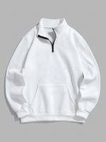 Sweat-Shirt à Capuche à Doublure en Molleton Couleur Unie avec Fermeture Éclair Xl Blanc