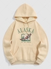 Sweat-shirt à Capuche à Doublure Thermique Graphique à Imprimé Lettre ALASKA M Café lumière