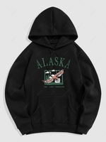 Sweat-shirt à Capuche à Doublure Thermique Graphique à Imprimé Lettre ALASKA Xl Noir