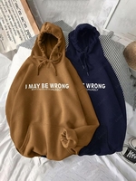 Sweat-shirt à Capuche à Imprimé I MAY BE WRONG avec Doublure en Laine S Bleu profond