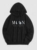 Sweat-Shirt à Capuche avec Cordon de Serrage Motif Lettre MOON Xl Noir