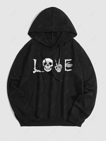 Sweat-Shirt à Capuche avec Cordon de Serrage Motif Squelette et Inscription LOVE pour Halloween Esthétique Y2K Xl Noir