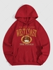 Sweat-Shirt à Capuche avec Doublure en Molleton Motif Aigle et Lettre WEST COAST Xl Rouge
