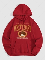 Sweat-Shirt à Capuche avec Doublure en Molleton Motif Aigle et Lettre WEST COAST Xl Rouge