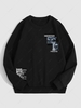 Sweat-Shirt à Capuche Doublure en Molleton Motif Lettre Style Graphique L Noir