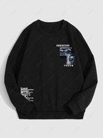 Sweat-Shirt à Capuche Doublure en Molleton Motif Lettre Style Graphique L Noir