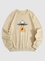 Sweat-Shirt à Capuche en Doublure Polaire Chaud Motif UFO M Café lumière