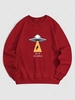 Sweat-Shirt à Capuche en Doublure Polaire Chaud Motif UFO Xl Rouge