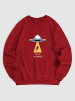 Sweat-Shirt à Capuche en Doublure Polaire Chaud Motif UFO Xl Rouge