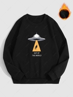 Sweat-Shirt à Capuche en Doublure Polaire Chaud Motif UFO Xxl Noir