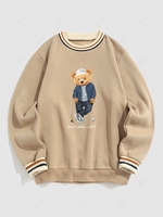 Sweat-Shirt à Capuche en Doublure Polaire Motif Slogan Playing Golf avec Ours M Café lumière