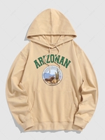 Sweat-Shirt à Capuche Graphique de Cactus Vintage ARIZONAN DESERT S Café lumière