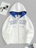 Sweat-Shirt à Capuche Motif Graphique Slogan BROOKLYN NEW YORK à Doublure Thermique S Blanc