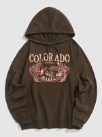 Sweat-shirt à Capuche Pull-over Motif de Montagne Antarctique S Café profond
