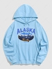 Sweat-shirt à Capuche Pull-over Motif de Montagne Inséré D