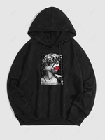 Sweat-Shirt à Capuche Pull-over Motif Statue Xxl Noir