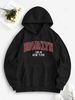 Sweat-shirt à Capuche Thermique à Doublure avec Lettre BROOKLYN NEW YROK Xl Noir