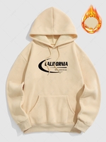 Sweat-shirt à Capuche Thermique avec Poche en Avant et Motif Graphique CALIFORNIA L Café lumière