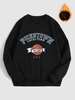 Sweat-Shirt à Col Ras-de-Cou en Molleton Motif Basket et Inscription Graphique Xl Noir